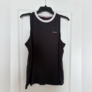 Women Wilson black sleeveless muscle tank workout tennis golf crewneck cotton M